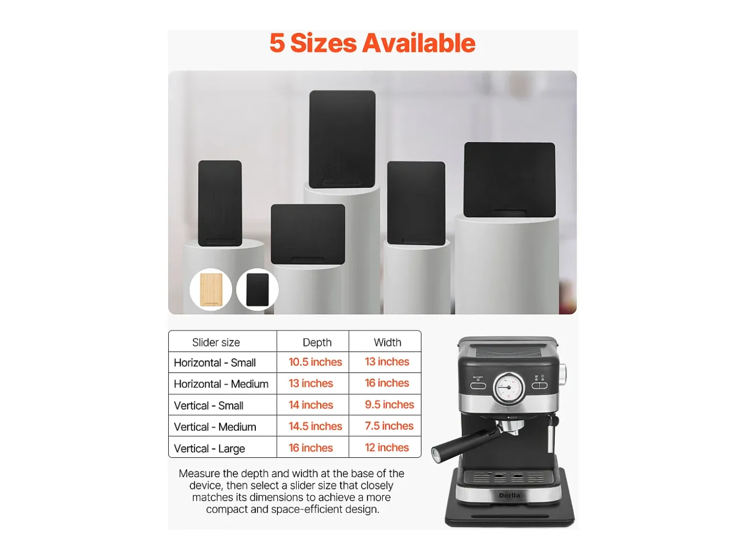 Bandeja Deslizante SucceBuy para Aparatos de Cocina, 35,6 x 24,1 cm, Tabla Móvil, para Cafetera, Pequeños Electrodomésticos de Cocina, Negro