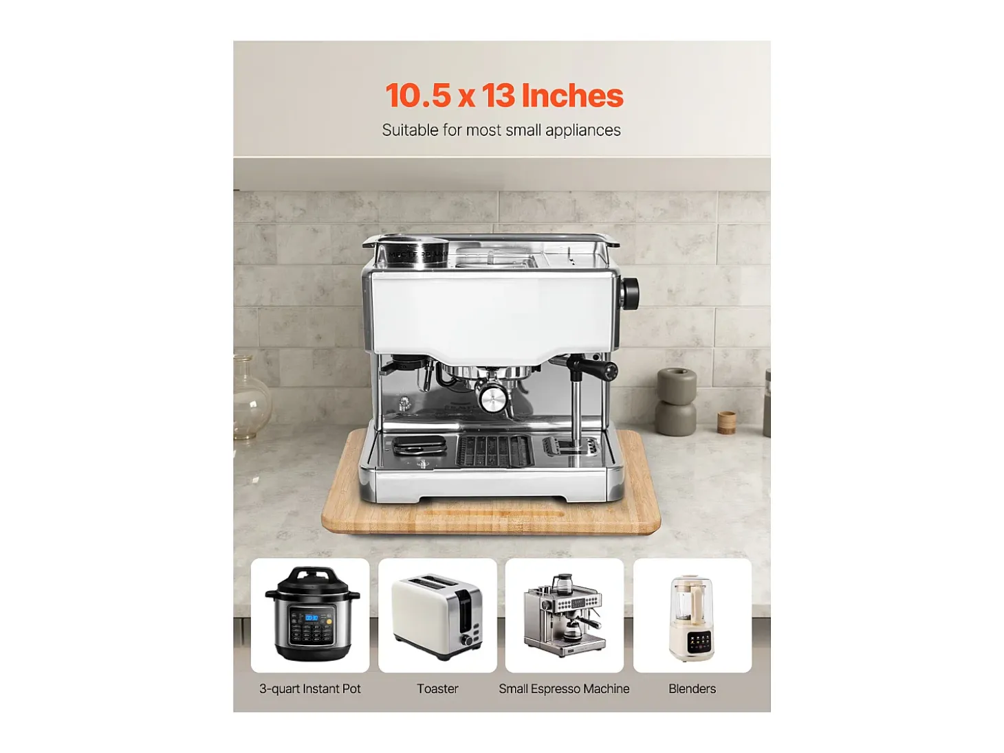 Bandeja Deslizante SucceBuy para Aparatos de Cocina, 26,7 x 33 cm, Tabla Móvil para Cafetera, Pequeños Electrodomésticos de Cocina, Color Madera