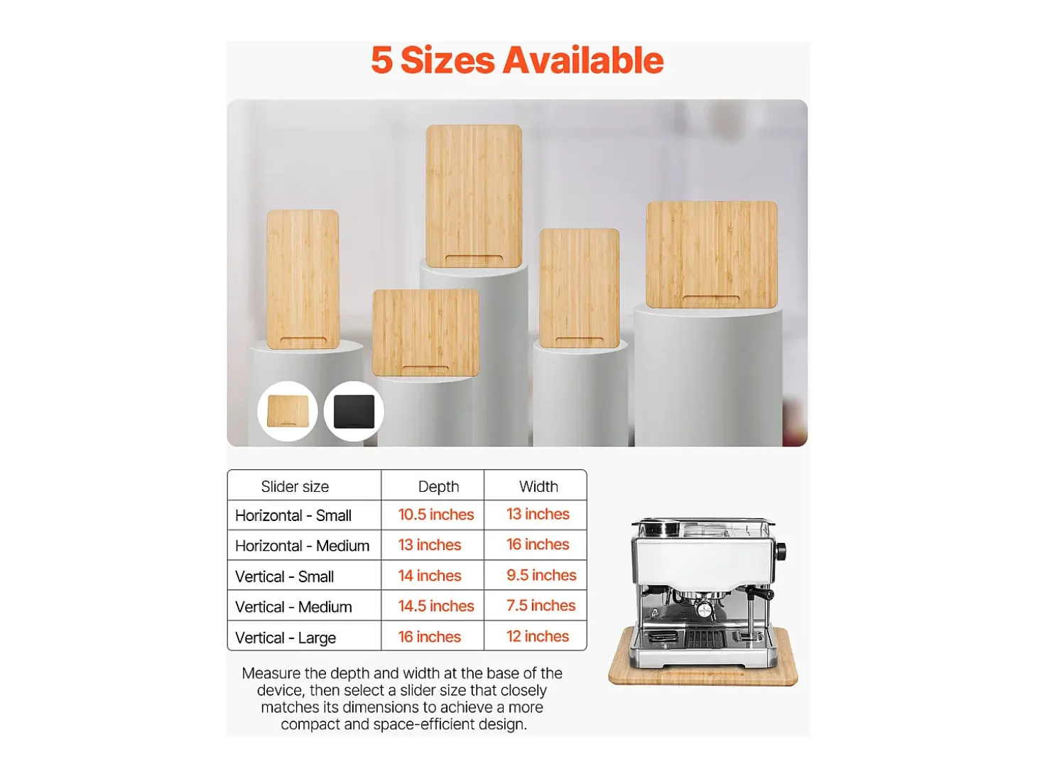 Bandeja Deslizante SucceBuy para Aparatos de Cocina, 26,7 x 33 cm, Tabla Móvil para Cafetera, Pequeños Electrodomésticos de Cocina, Color Madera