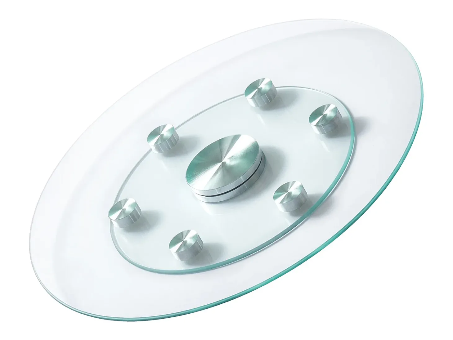 Bandeja Giratoria Redonda SucceBuy para Mesa, 61 cm, Bandeja de Servicio Giratoria 360°, Centro de Mesa de Comedor de Vidrio Templado con 6 Ruedas, para Banquetes