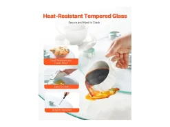 Bandeja Giratoria Redonda SucceBuy para Mesa, 61 cm, Bandeja de Servicio Giratoria 360°, Centro de Mesa de Comedor de Vidrio Templado con 6 Ruedas, para Banquetes