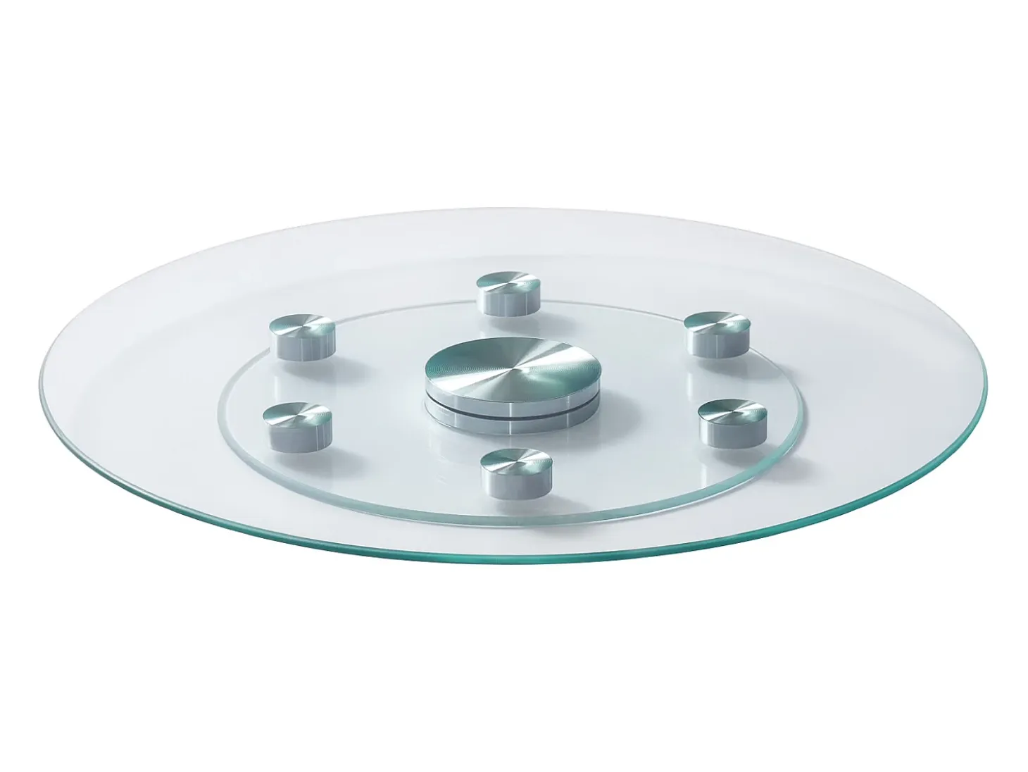 Bandeja Giratoria Redonda SucceBuy para Mesa, 61 cm, Bandeja de Servicio Giratoria 360°, Centro de Mesa de Comedor de Vidrio Templado con 6 Ruedas, para Banquetes