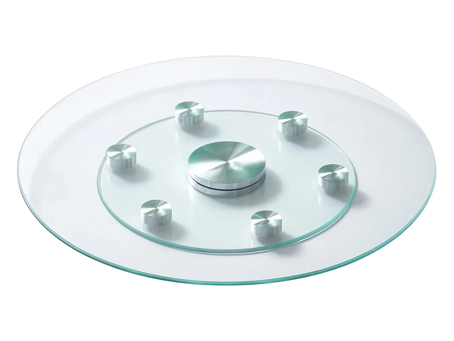 Bandeja Giratoria Redonda SucceBuy para Mesa, 61 cm, Bandeja de Servicio Giratoria 360°, Centro de Mesa de Comedor de Vidrio Templado con 6 Ruedas, para Banquetes