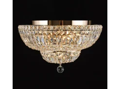 Basfor Lámpara de Techo Semi Empotrada Oro Antiguo & Cristal, 12 Luces, E14