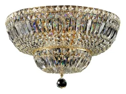 Basfor Lámpara de Techo Semi Empotrada Oro Antiguo & Cristal, 12 Luces, E14
