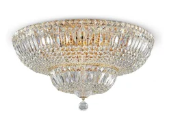 Basfor Lámpara de Techo Semi Empotrada Oro Antiguo & Cristal, 16 Luces, E14