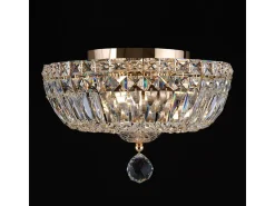 Basfor Plafón Semi Empotrado Oro Antiguo & Cristal, 3 Luces, E14