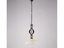 Bilbao - Lámpara de hierro lacado en negro con decoración. Efecto óxido y difusor de cristal d. 30 blanco y ámbar 1 luz 104 - Ø30