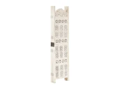 Biombo 5 paneles tallado a mano madera mango blanco 200x165 cm ES675827