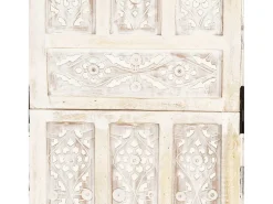Biombo 5 paneles tallado a mano madera mango blanco 200x165 cm ES675827