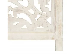 Biombo 3 paneles tallado a mano madera mango blanco 120x165 cm