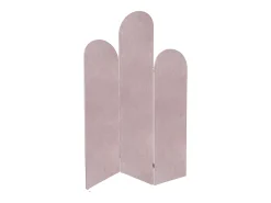 Biombo asimétrico de 3 paneles de terciopelo, L. 120 x H. 180 cm, Rosa, CARMIDA