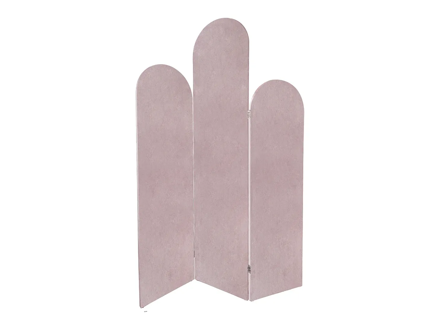 Biombo asimétrico de 3 paneles de terciopelo, L. 120 x H. 180 cm, Rosa, CARMIDA