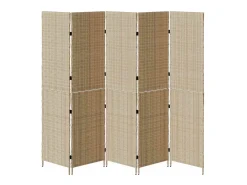 Biombo beige 242 x 180 cm. polirratán