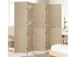 Biombo beige 242 x 180 cm. polirratán