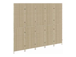 Biombo beige 242 x 180 cm. polirratán