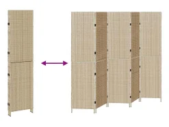 Biombo beige 242 x 180 cm. polirratán