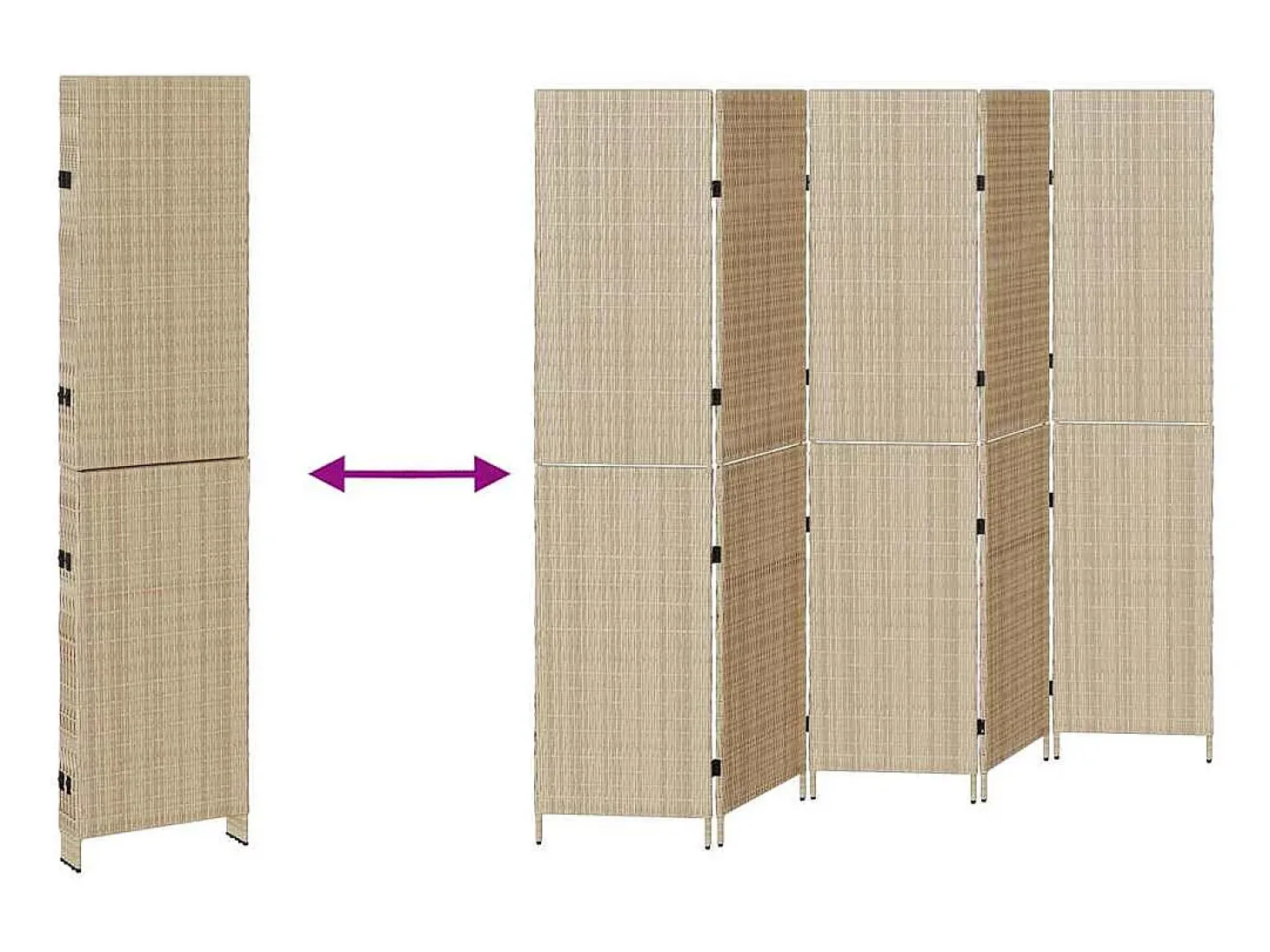 Biombo beige 242 x 180 cm. polirratán