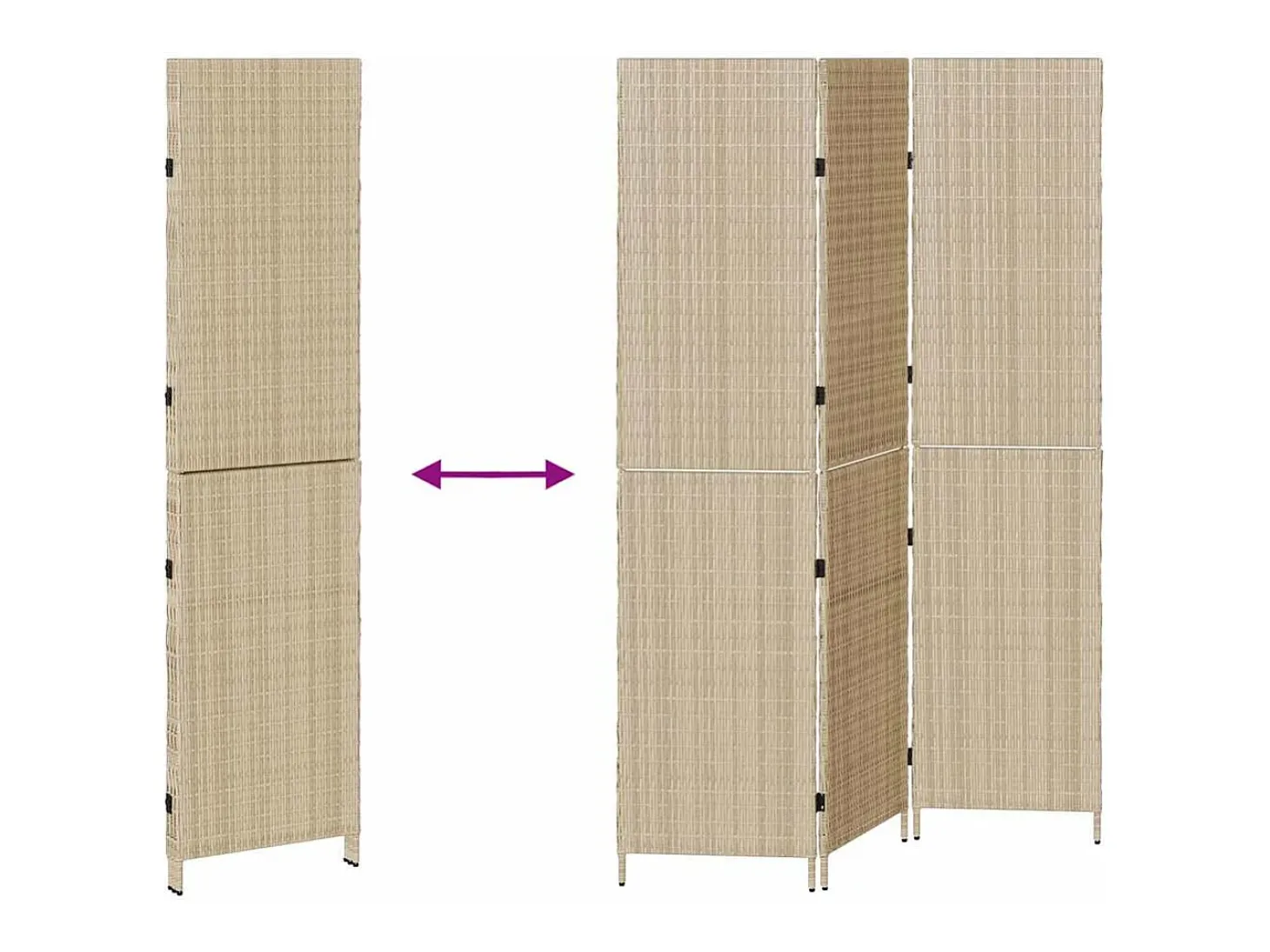 Biombo beige 147 x 180 cm polirratán