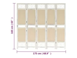 Biombo de 5 paneles Crema 175x165 cm Tela