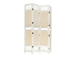 Biombo de 4 paneles Crema 140x165 cm Tela