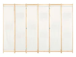 Biombo de 6 paneles Crema 240 x 170 x 4 cm Tela
