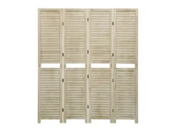 Biombo de 4 paneles de madera maciza de paulownia 140x165 cm ES548118