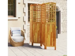 Biombo de 4 paneles de madera maciza de acacia 162x2x180 cm ES669475