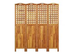 Biombo de 4 paneles de madera maciza de acacia 162x2x180 cm ES669475