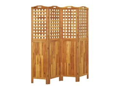 Biombo de 4 paneles de madera maciza de acacia 162x2x180 cm ES669475