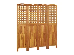 Biombo de 4 paneles de madera maciza de acacia 162x2x180 cm ES669475