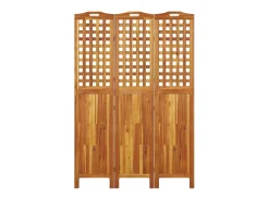 Biombo de 3 paneles de madera maciza de acacia 121,5x2x180 cm ES978703