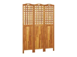 Biombo de 3 paneles de madera maciza de acacia 121,5x2x180 cm ES978703