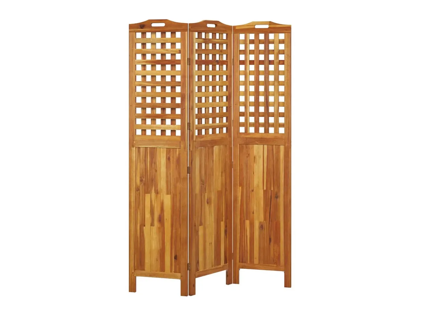 Biombo de 3 paneles de madera maciza de acacia 121,5x2x180 cm ES978703