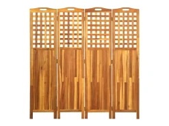 Biombo de 4 paneles madera maciza de acacia 121x2x120 cm ES339396
