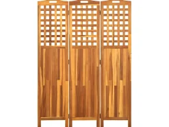 Biombo de 3 paneles madera maciza de acacia 121x2x170 cm ES254018