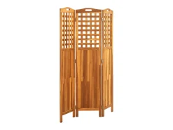 Biombo de 3 paneles madera maciza de acacia 121x2x170 cm ES254018