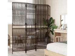 Biombo de 4 paneles ratán sintético marrón ES189415