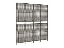 Biombo de 4 paneles ratán sintético marrón ES189415