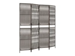 Biombo de 4 paneles ratán sintético marrón ES189415