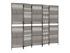 Biombo de 5 paneles ratán sintético marrón ES434772