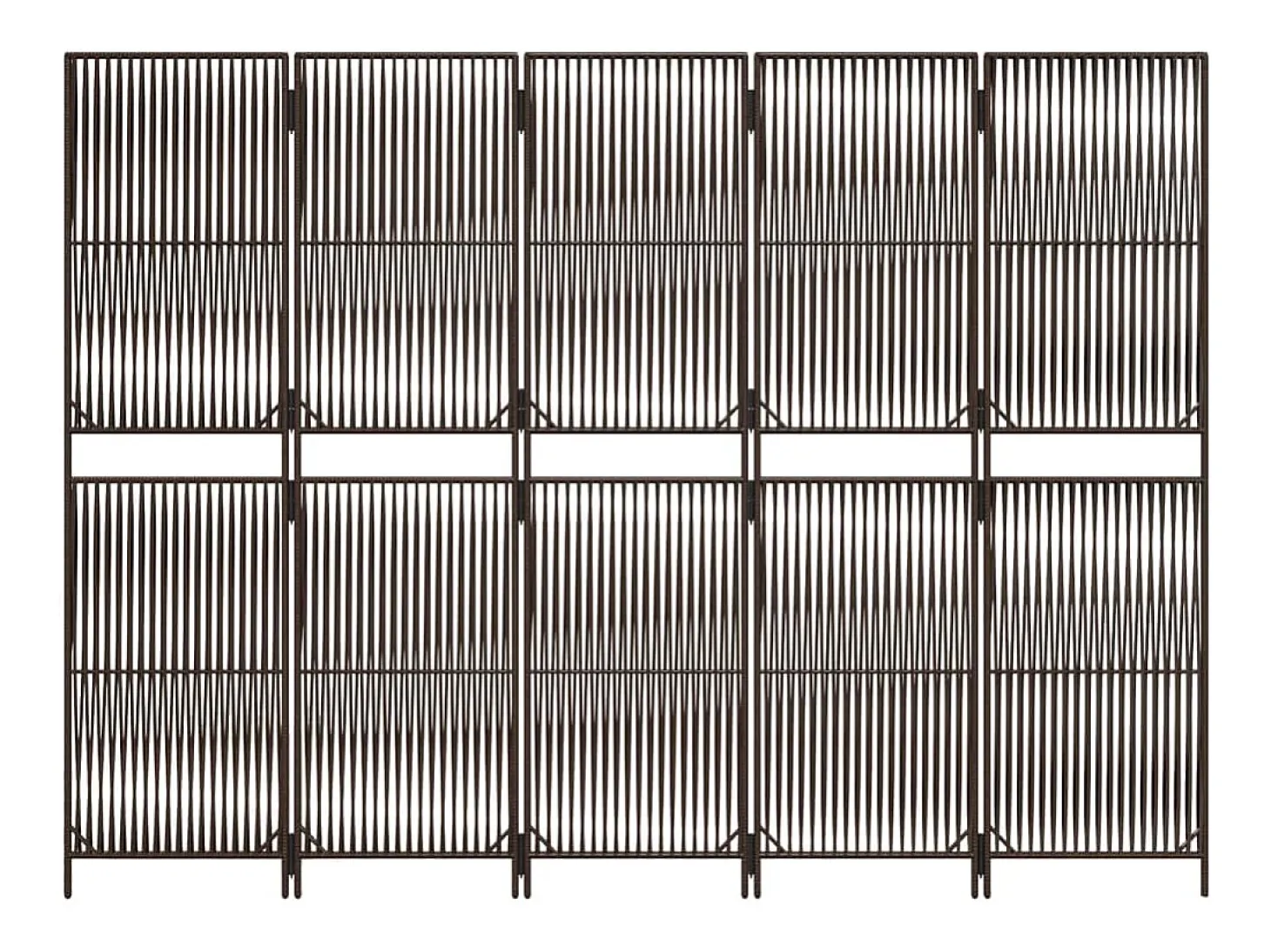 Biombo de 5 paneles ratán sintético marrón ES434772