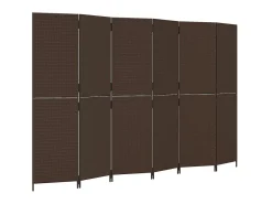 Biombo de 6 paneles ratán sintético marrón ES113272