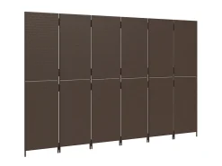 Biombo de 6 paneles ratán sintético marrón ES113272