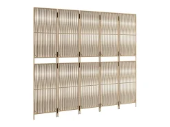 Biombo de 5 paneles ratán sintético beige ES917539