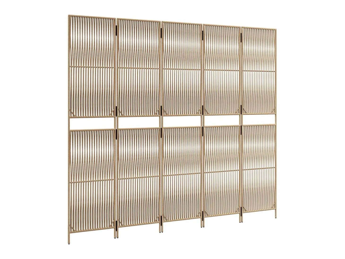 Biombo de 5 paneles ratán sintético beige ES917539