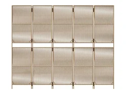 Biombo de 5 paneles ratán sintético beige ES917539