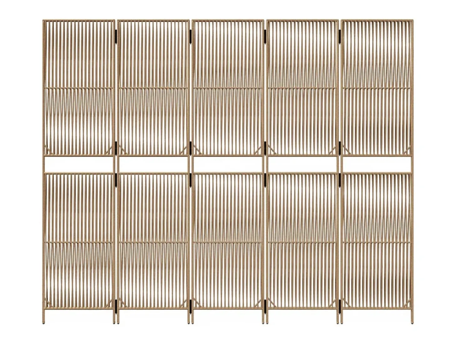 Biombo de 5 paneles ratán sintético beige ES917539