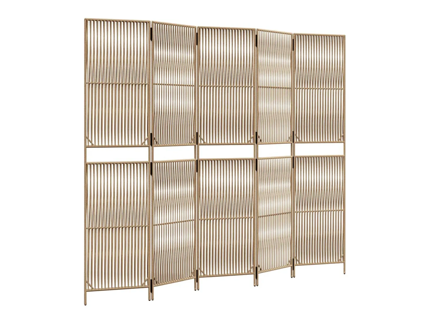 Biombo de 5 paneles ratán sintético beige ES917539