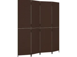 Biombo de 4 paneles ratán sintético marrón ES475889